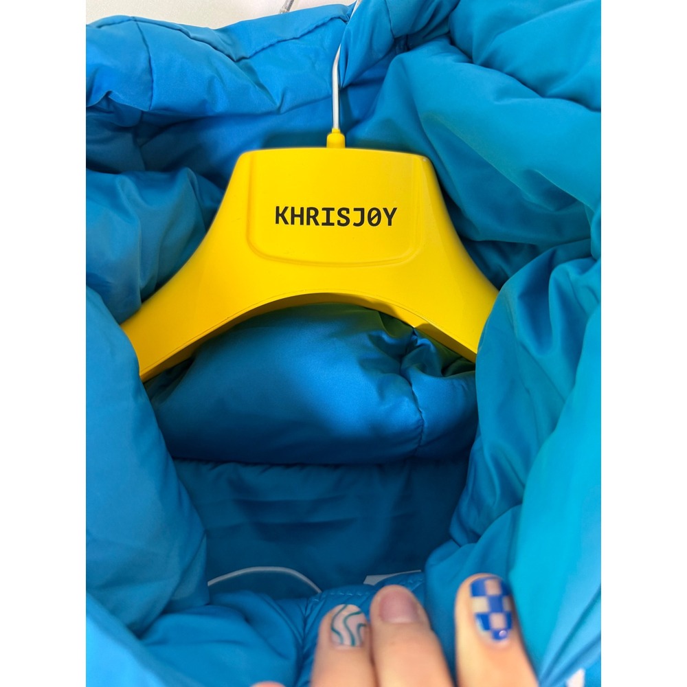 Khrisjoy Khris Hangover Club Puffer Jacket Turquoise Logo Drawstring Size 01 - Picture 11 of 16
